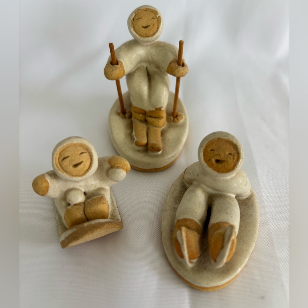 EUC Vintage Inuit Betti Bouman Winter Sports Eskimo Ceramic Figurines 1985